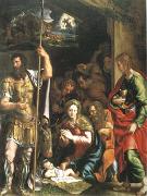 Giulio Romano The Nativity and Adoration of the Shepherds in the Distance the Annunciation to the Shepherds (mk05) Sweden oil painting artist